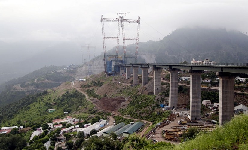 View of the Chenab bridge project from U/S end. Image courtesy Srinand Jha