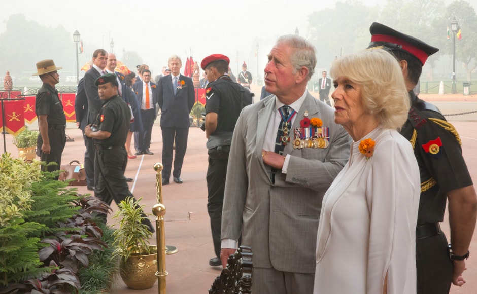 The royal couple, who is on a two-day visit to India, also visited the India Gate war memorial. AP The royal couple, who is on a two-day visit to India, also visited the India Gate war memorial. AP