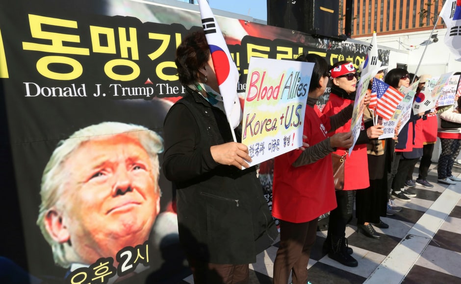 However, there were several pro-Trump rallies that projected him as a 'saviour' for South Korea. AP However, there were several pro-Trump rallies that projected him as a 'saviour' for South Korea. AP