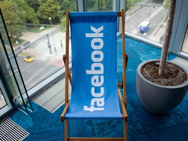 A picture shows the Facebook logo on a chair in its office. Reuters