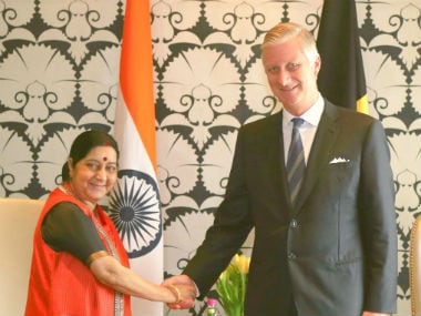 Sushma Swaraj meeting King Philippe of Belgium. Twitter/@sushmaswaraj