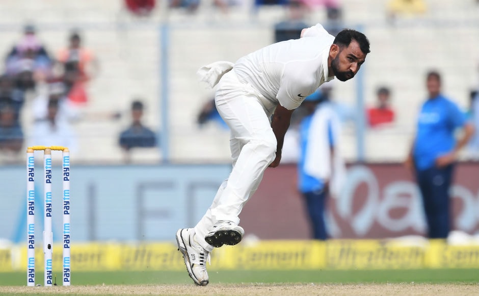 Mohammed Shami was once again very impressive with his spell as he ended with figures of 4/100 in 26.3 overs. AFP Mohammed Shami was once again very impressive with his spell as he ended with figures of 4/100 in 26.3 overs. AFP