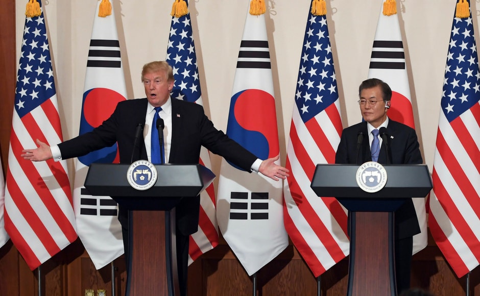 He also called on China and Russia to demand the end of North Korea's nuclear weapons and missile program. AP He also called on China and Russia to demand the end of North Korea's nuclear weapons and missile program. AP