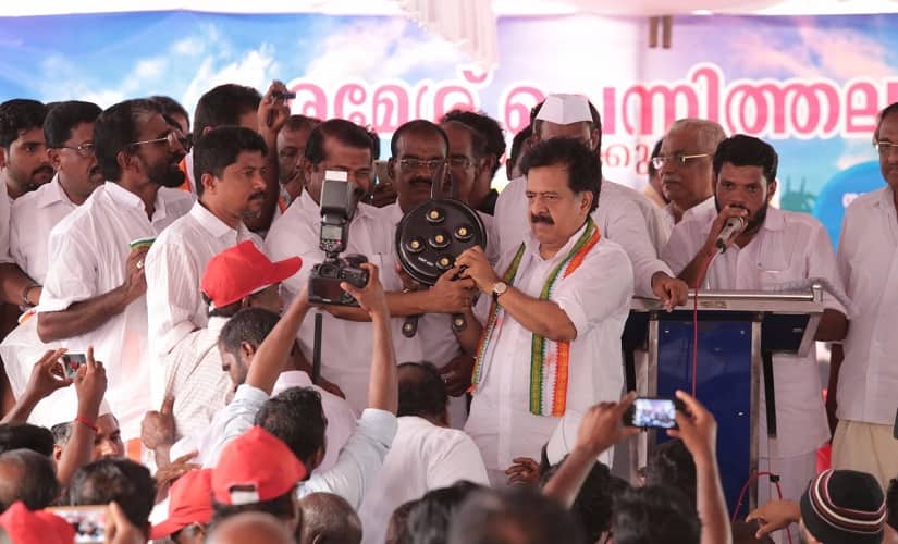 Rahul Gandhi. Ramesh Chennithala addressing a rally during his Padayorukkam road-show. Firstpost/ Ashraf Padanna