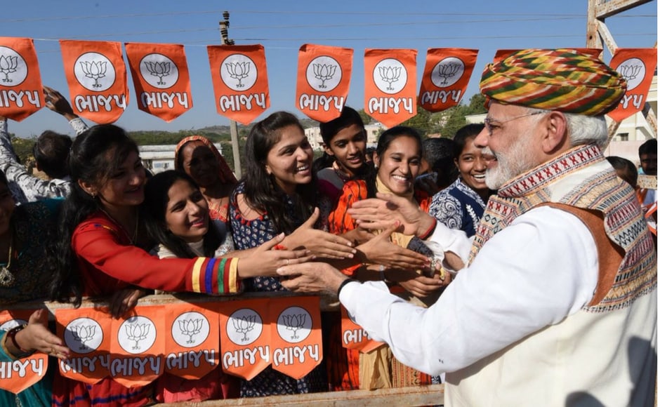 Modi interacts with the youth at Bhuj. He also said that the BJP was not here for power, but is here for 125 crore Indians. It wants to take India to new heights of glory, he said. Firstpost @Pallavi Rebbapragada Modi interacts with the youth at Bhuj. He also said that the BJP was not here for power, but is here for 125 crore Indians. It wants to take India to new heights of glory, he said. Firstpost @Pallavi Rebbapragada