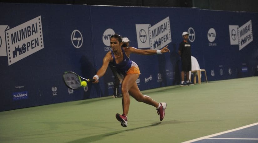 Ankita Raina in action during the quarter-finals at the Mumbai Open. Firstpost