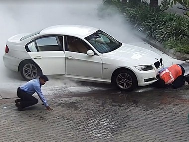The BMW 3 Series sedan caught fire by itself. Facebook, Sanjay Tripathy