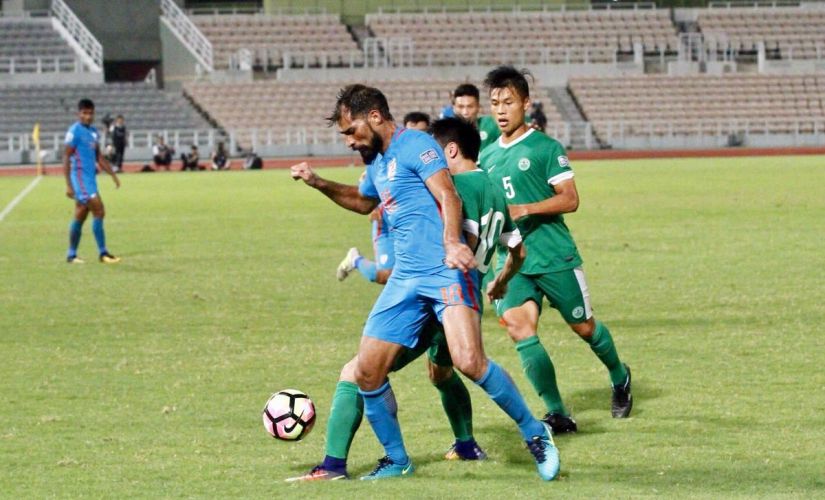 Balwant Singh impressed in the Indian shirt after being called up to the Indian side after a gap of 3 years. Twitter/@MumbaiCityFC