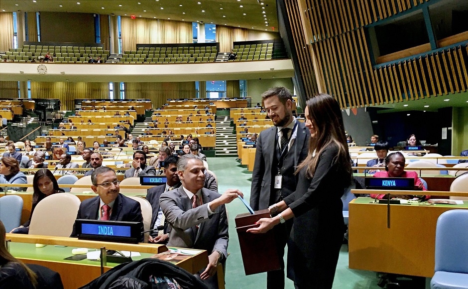 India's Permanent Representative to the UN, Syed Akberuddin, casted his vote in the United Nations General Assembly. An aggressive campaign by Akbaruddin ensured there was maximum support for Bhandari. PTI