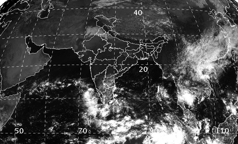 A satellite image of cloud formation over South India. Image courtesy: IMD