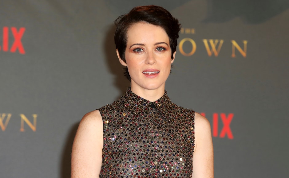 The Crown's Claire Foy looks wears red gown to premiere