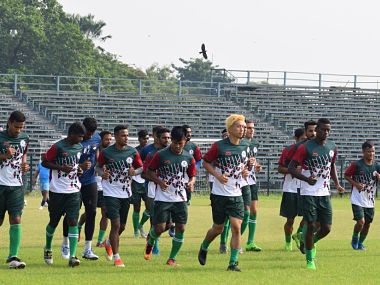 File image of Mohan Bagan's team training. Image courtesy: Twitter @Mohun_BaganAC