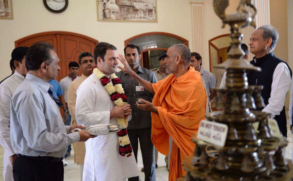 The Congress vice-president also visited Akshardham Temple in Gandhinagar on Saturday before starting his Navsarjan Yatra in north Gujarat. Image sourced by Darshan Desai The Congress vice-president also visited Akshardham Temple in Gandhinagar on Saturday before starting his Navsarjan Yatra in north Gujarat. Image sourced by Darshan Desai