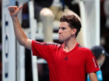 Dominic Thiem celebrates after winning his match against Pablo Carreno Busta. Reuters