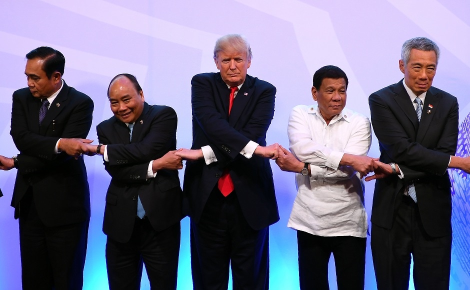 Alongside Trump, Nguyen and Duterte. there were also leaders of Thailand's Prayut Chan-O-Cha, and Singapore's Lee Hsien Loong at the photo op. AFP Alongside Trump, Nguyen and Duterte. there were also leaders of Thailand's Prayut Chan-O-Cha, and Singapore's Lee Hsien Loong at the photo op. AFP