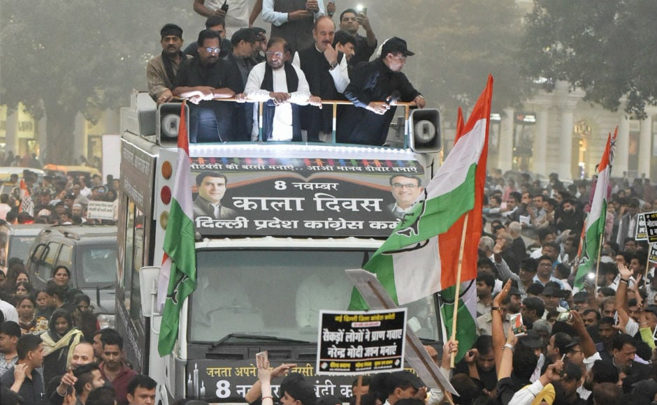In Delhi, Congress took out a rally marking the day as In Delhi, Congress took out a rally marking the day as
