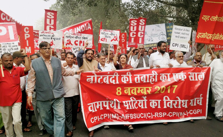 While, the Left parties too staged protests in Kerala, West Bengal and Delhi. They raised slogans against the Modi government. PTI While, the Left parties too staged protests in Kerala, West Bengal and Delhi. They raised slogans against the Modi government. PTI