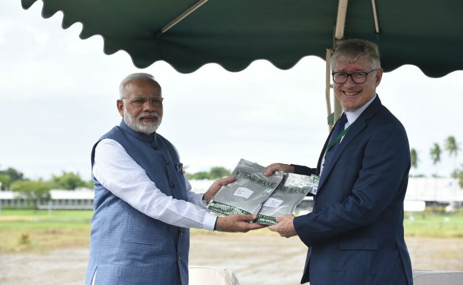 He also visited the International Rice Research Institute (IRRI) in Los Banos, Philippines, where a rice field observatory was named after him called the 'Shri Narendra Modi Resilient Rice Field Laboratory'. Twitter @narendramodi He also visited the International Rice Research Institute (IRRI) in Los Banos, Philippines, where a rice field observatory was named after him called the 'Shri Narendra Modi Resilient Rice Field Laboratory'. Twitter @narendramodi