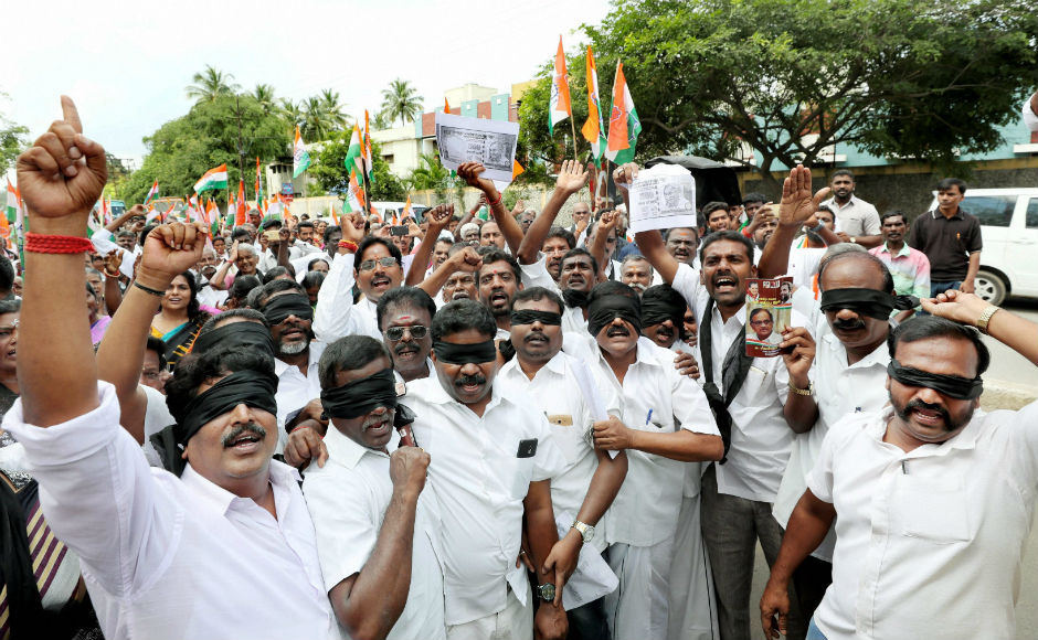 In Chennai, Congress and DMK held protests where DMK chief MK Stalin called 8 November as a black day in the history of India. PTI In Chennai, Congress and DMK held protests where DMK chief MK Stalin called 8 November as a black day in the history of India. PTI