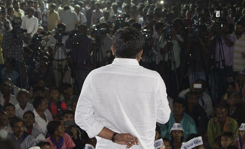 Hardik Patel addressing a rally comprising mostly of Patidar youth. Sandipan Sharma/Firstpost