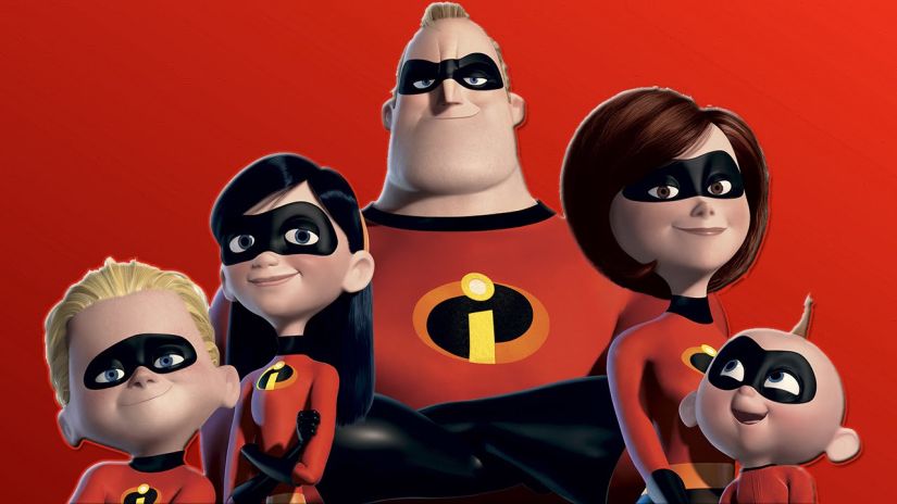 The 2004 Pixar animated film The Incredibles is about a family of superheroes living in the suburbs who are forced to hide their powers from society