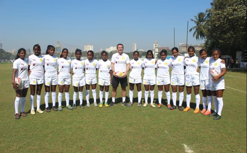 The Indian junior girls' rugby team with Mike Friday at the Bombay Gymkhana for the national camp. Firstpost