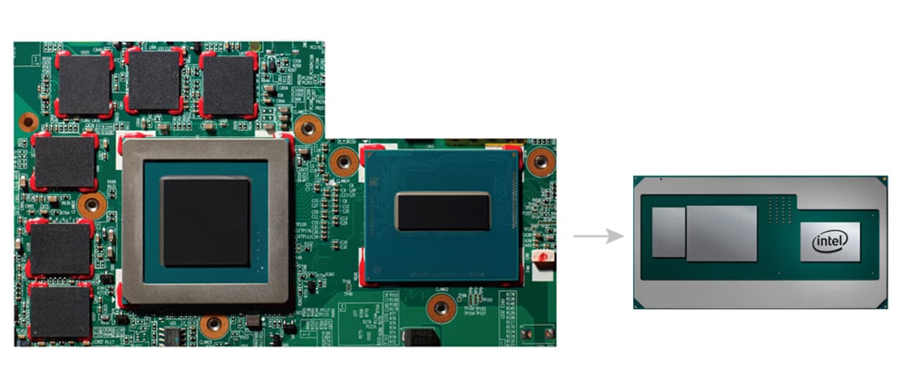 Intel proposes to put the GPU and its storage on one chip, drastically reducing the size of the overall chipset