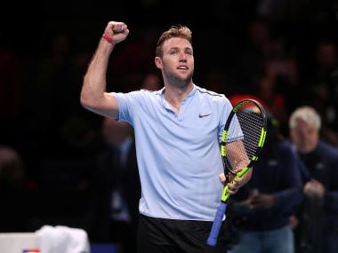 USAs Jack Sock celebrates winning his group stage match against Croatia's Marin Cilic. Reuters
