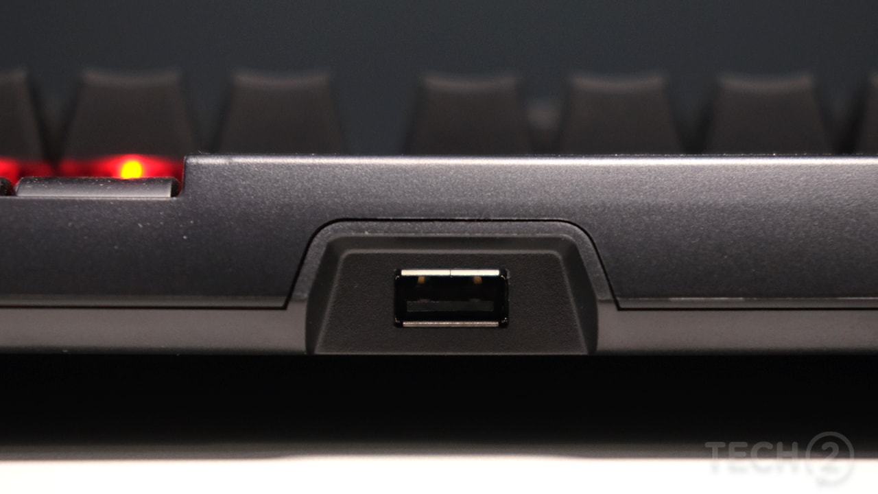 A single USB pass-through port graces the rear