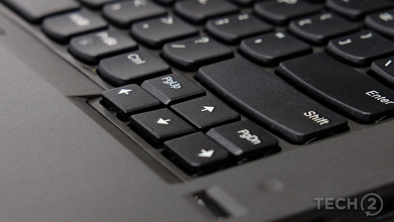 The keyboard doesn't flex, but it is a bit stiff to type on. Image: tech2/Anirudh Regidi