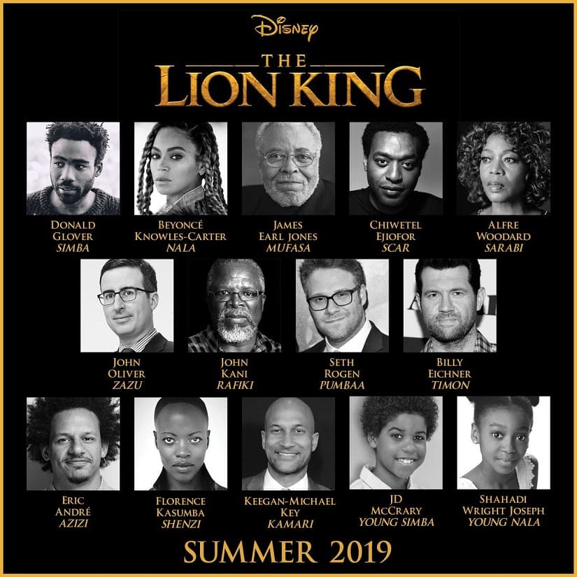 The cast of the live-action remake of Disney's The Lion King. Image courtesy: Twitter/ @DisneyStudios