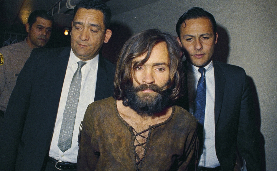 File image of Charles Manson being escorted to his arraignment on conspiracy-murder charges in connection with the Sharon Tate murder case in 1969. AP File image of Charles Manson being escorted to his arraignment on conspiracy-murder charges in connection with the Sharon Tate murder case in 1969. AP