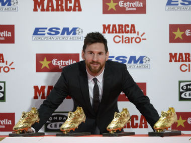 Barcelona's Lionel Messi equals Real Madrid's Cristiano Ronaldo with fourth European Golden Shoe award Barcelona's Lionel Messi equals Real Madrid's Cristiano Ronaldo with fourth European Golden Shoe award