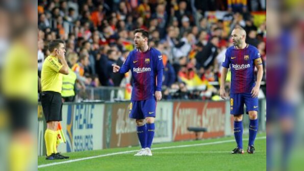 La Liga: Barcelona salvage late draw against Valencia after Lionel Messi controversially denied goal