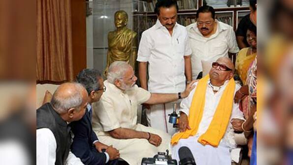Narendra Modi in Chennai: PM meets Karunanidhi, MK Stalin; enquires about DMK president's health