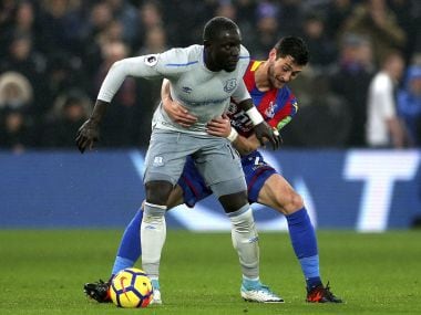 Everton's Oumar Niasse (left) in action against Crystal Palace. AP