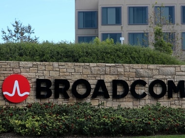 A sign to the campus offices of chip maker Broadcom Ltd. Reuters