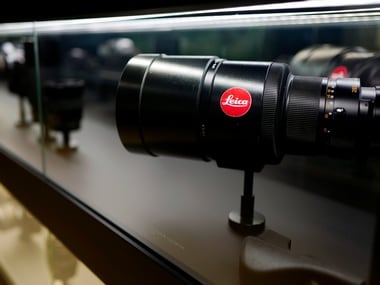 Vintage lenses and cameras of German camera manufacturer Leica are on display. Reuters