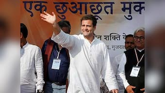 Rahul Gandhi accepts 125-foot tricolour made by Dalits, slams Vijay Rupani for declining flag citing 'lack of space'