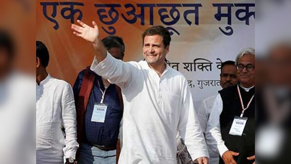 Rahul Gandhi accepts 125-foot tricolour made by Dalits, slams Vijay Rupani for declining flag citing 'lack of space'