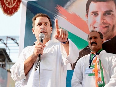 Congress vice-president Rahul Gandhi addressing a rally in Gujarat. PTI