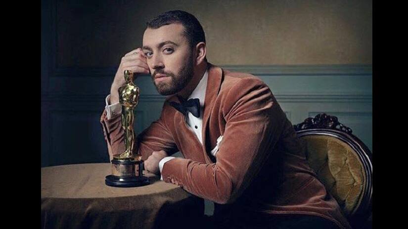 Sam Smith with his Academy Award. Image courtesy: Facebook/ SAM SMITH
