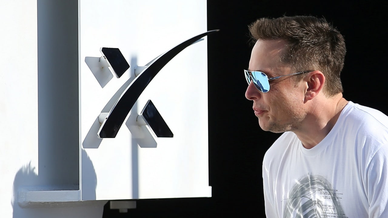 Musk at the SpaceX Hyperloop Pod II competition in Hawthorne, California, in August 2017