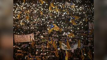 Thousands of pro-independence Catalans take to streets in Barcelona, demand release of jailed leaders