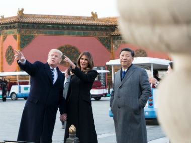 US president Donald trump with his Chinese counterpart Xi Jinping on Wednesday. Twitter @realDonaldTrump