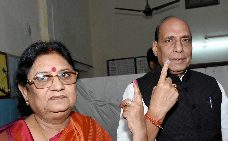 Union home minister Rajnath Singh and his wife cast their votes for the civic polls. The polling for the first phase of the election was held on 22 November and the final phase would be on 29 November. PTI Union home minister Rajnath Singh and his wife cast their votes for the civic polls. The polling for the first phase of the election was held on 22 November and the final phase would be on 29 November. PTI