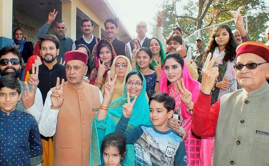 Voting began in the hill state of Himachal Pradesh on Thursday in 68 constituencies where 337 candidates, including 62 MLAs, are in the fray. Virbhadra Singh and PK Dhumal are the Congress and BJP's faces in the elections. PTI Voting began in the hill state of Himachal Pradesh on Thursday in 68 constituencies where 337 candidates, including 62 MLAs, are in the fray. Virbhadra Singh and PK Dhumal are the Congress and BJP's faces in the elections. PTI