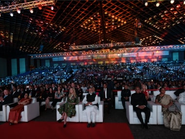 Ivanka Trump and Narendra Modi attended the Global Entrepreneurship Summit along with other leaders in Hyderabad on Tuesday. Twitter@NarendraModi