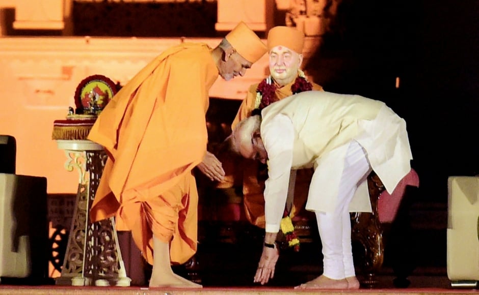 The prime minister also lauded Pramukh Swami for building a 3-D theatre in the Akshardham temple in Delhi. He further said that the seer constructed around 12,000 temples in his lifetime, which are centres of cultural and spiritual enlightenment. PTI The prime minister also lauded Pramukh Swami for building a 3-D theatre in the Akshardham temple in Delhi. He further said that the seer constructed around 12,000 temples in his lifetime, which are centres of cultural and spiritual enlightenment. PTI