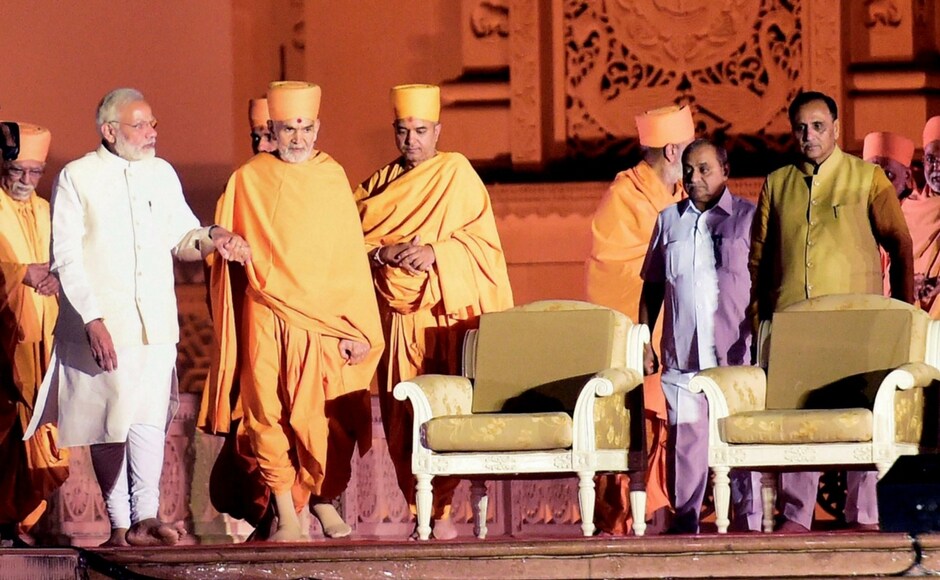 Modi also said that the Akshardham temples stand out for their magnificence, exceptional management and the way they have used latest technology. PTI Modi also said that the Akshardham temples stand out for their magnificence, exceptional management and the way they have used latest technology. PTI